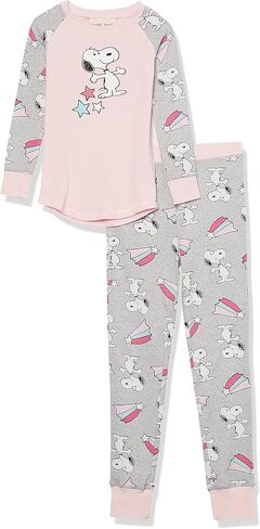 Munki Munki Girls' Youth Tight Fitting Long Sleeve Raglan Tee and Pant Pajama Set in Saudi Arabia