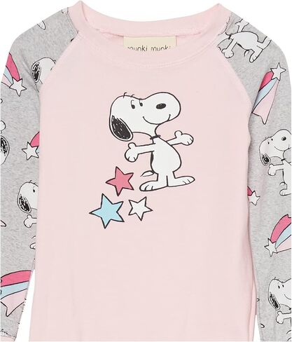 Munki Munki Girls' Youth Tight Fitting Long Sleeve Raglan Tee and Pant Pajama Set in Saudi Arabia