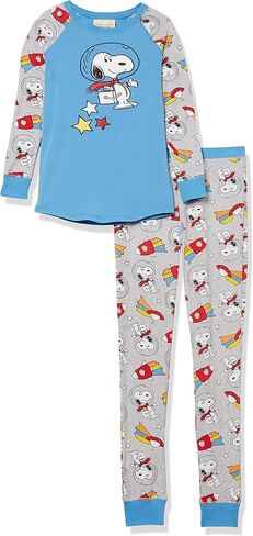Munki Munki Girls' Youth Tight Fitting Long Sleeve Raglan Tee and Pant Pajama Set in Saudi Arabia