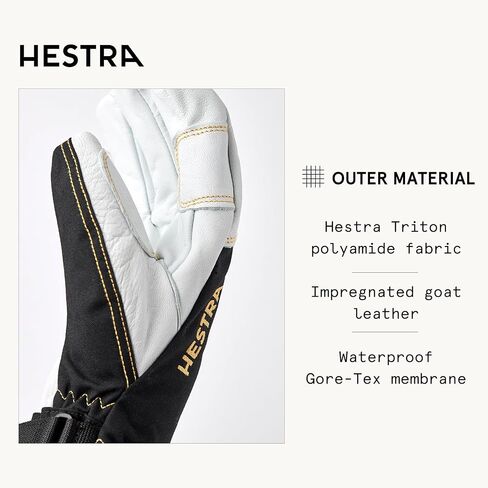 Hestra Army Leather GORE-TEX - قفاز ثلج مقاوم للماء بأساور طويلة بخمسة أصابع للتزلج والتزحلق على الجليد وتسلق الجبال in Saudi Arabia