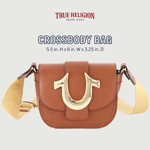 حقيبة كروس نسائية من True Religion، حقيبة كتف صغيرة قابلة للتعديل مع شعار حدوة الحصان in Kuwait