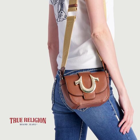 حقيبة كروس نسائية من True Religion، حقيبة كتف صغيرة قابلة للتعديل مع شعار حدوة الحصان in Kuwait