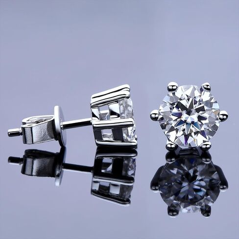 Moissanite Stud Earrings for Women Men, Nickel Free S925 Sterling Silver Hypoallergenic Earrings, 1ct - 2ct D Color VVS1 Clarity Brilliant Round Cut Lab Created Diamond Earring Set Promise Birthday Christmas Gift in Saudi Arabia