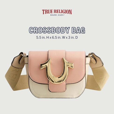 حقيبة كروس نسائية من True Religion، حقيبة كتف صغيرة قابلة للتعديل مع شعار حدوة الحصان in Kuwait