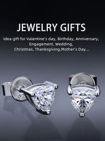 Moissanite Stud Earrings for Women Men, Nickel Free S925 Sterling Silver Hypoallergenic Earrings, 1ct - 2ct D Color VVS1 Clarity Brilliant Round Cut Lab Created Diamond Earring Set Promise Birthday Christmas Gift in Saudi Arabia