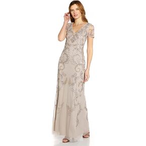 Adrianna Papell Women's V-Neck Beaded Gown