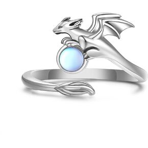 925 Sterling Silver Dragon Ring for Women Men Vintage Animal Dragon jewlery Adjustable Black Dragon Open Thumb Rings Gothic Rings Gifts for Boy