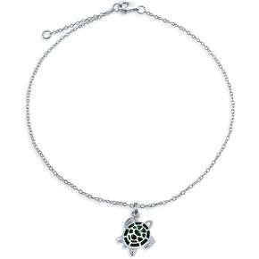 Nautical Stardust Dangle Charm Conch Seashell Anklet Ankle Bracelet For Women .925 Sterling Silver 9 10 Inch Extender