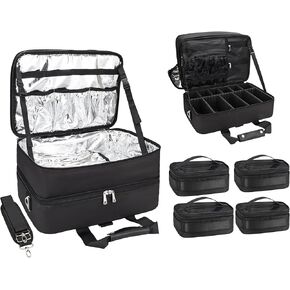 حقيبة تصفيف الشعر، حقيبة مكياج كبيرة لمصفف الشعر، حقيبة مكياج احترافية، صندوق منظم لتخزين أدوات الشعر، حقيبة حمل لحقيبة سفر الحلاق، طبقة ألومنيوم عازلة للحرارة لمعدات الشعر in Kuwait