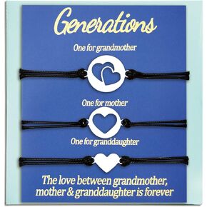 Great Grandma Gifts Nana Mom Granddaughter Daughter Gift Matching Bracelets 3 Gnerations 4 Generations Mothers Day Gifts Grandmother Mother Mommy and Me Love Heart Adjustable Simple Jewelry