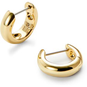 Ana Luisa Giulia Chunky Huggie Hoops - Gold and Silver Bold Huggie Hoops- 14K Gold Plated and Silver Rhodium Plated Hoops, Hypoallergenic, Water-Resistant & Tarnish-Free - Perfect Everyday Hoops