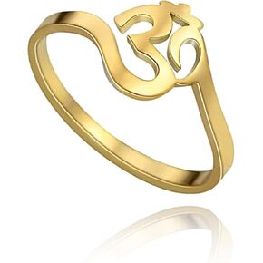 Lotus Flower Om Ohm Aum Symbol Ring Yoga Adjustable Open Rings Promise Rings Flower of Life Filigree Band Finger Ring Jewelry Gifts for Women Men