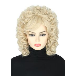Women Wigs Platinum Blonde Curly Beehive Bouffant Wigs Halloween Costume Wig
