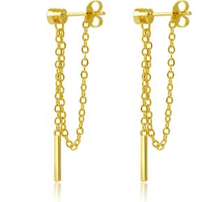 ToHeart Chain Link Earrings for Womens Hypoallergenic 14K Chain Earrings for Womens Minimalist 14K Gold Earrings for Girls