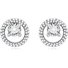 Cycuff 925 Sterling Silver Earrings Studs Colorful Cubic Zirconia Jewelry Stud Earrings for Women Set Earring Gifts for Her