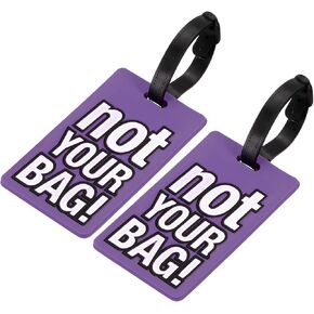 MECCANIXITY Luggage Tag, PVC Identifier Card Holder Label, Not Your Bag Pattern Travel Bag Tag with Adjustable Strap for Baggage Suitcase, Green 2 Pack
