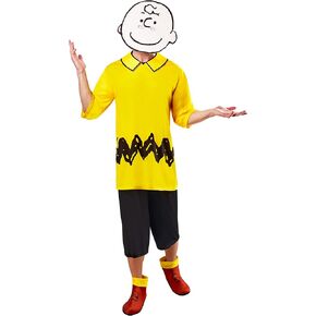 Rubies Men's Peanuts Charlie Brown Costume Top, Shorts, and Foam MaskAdult Costume