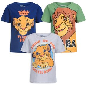 Disney Lion King Boys 3 Piece Short Sleeve T-Shirt Set for Toddlers-Grey/Green/Blue