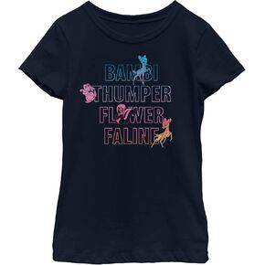 Disney Girl's Bambi Characters Names Stacked T-Shirt