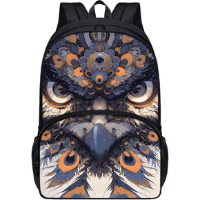 Cartoon Owl Backpack for Kids Back to School, Watercolor Owls Mandala Bookbag Elementary Teens School Bags, Zoo Animal Double Zipper Rucksack for Teenagers
