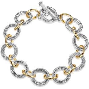 Cable Link Bracelet for Women, Two Tone Circles Chain Bangle Gold and Silver Wire Bracelet Designer Bracelets Jewelry