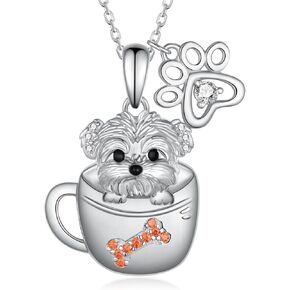 قلادة كورجي/المالطية من الفضة الإسترليني عيار 925 على شكل كلب للفتيات والنساء هدايا مجوهرات لطيفة على شكل كلب حيواني in Kuwait