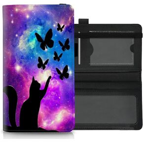 BVDIKMI Checkbook Cover for Women Men Premium Leather Check Book Holder Wallet with RFID Blocking Function and Elastic Band, Blue Sea Turtle