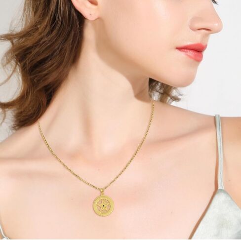 Pentagram Necklace 925 Sterling Silver Tetragrammaton Pendant Protection Star Necklace Amulet Proteccion Jewelry for Men Women (Gold, Black, Silver, Abalone Shell) in Kuwait