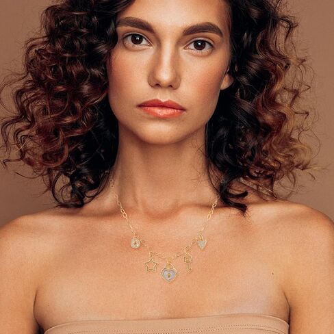 الذهب سحر قلادة للنساء مطلية بالذهب سلسلة قلادة قلادة مع لطيف تتدلى تشيكوسلوفاكيا الحب الحرارة قفل مفتاح نجمة البرسيم الصليب قلادة قابل للتعديل العصرية Y2K حزب المجوهرات هدية للمراهقين in Kuwait