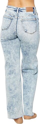 Judy Blue Women's High-Rise Mineral Wash Raw Hem Wide Leg Jeans in Saudi Arabia