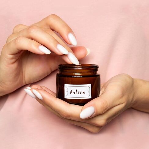 15 عبوة من برطمانات زجاجية كهرمانية بأغطية سعة 118 مل، حاويات فارغة مستديرة للمقشرات واللوشن ومستحضرات التجميل والمراهم والزبدة، وعاء تخزين للسفر مع بطانات داخلية بيضاء £¬أغطية سوداء وملصقات وملاعق in Kuwait