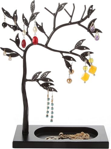 منظم مجوهرات ليل جيفت، شجرة مجوهرات، منظم مجوهرات لتعليق القلائد والأساور والأقراط - حامل مجوهرات معدني، حامل قلادة، تخزين المجوهرات للنساء (شجرة سوداء) in Kuwait