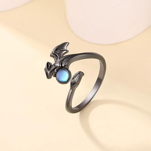 925 Sterling Silver Dragon Ring for Women Men Vintage Animal Dragon jewlery Adjustable Black Dragon Open Thumb Rings Gothic Rings Gifts for Boy in Kuwait