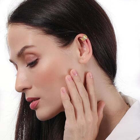 ToHeart Glod مشبك على الأقراط للنساء حلق الغضروف للفتيات أقراط الكفة 14K مطلية بالذهب خفيفة الوزن لا تسبب الحساسية مجوهرات أطواق مكتنزة للهدايا in Kuwait