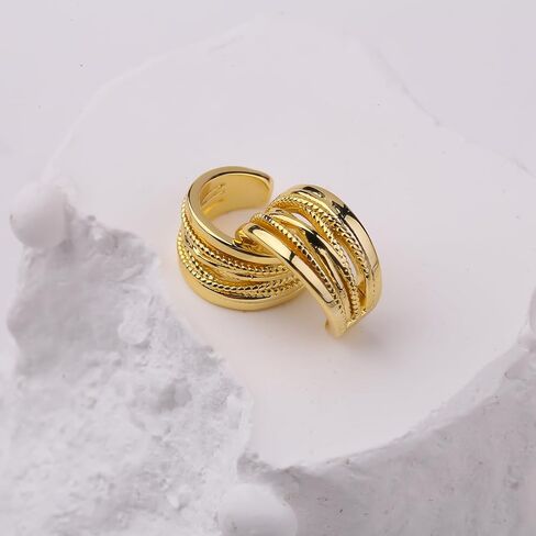 ToHeart Glod مشبك على الأقراط للنساء حلق الغضروف للفتيات أقراط الكفة 14K مطلية بالذهب خفيفة الوزن لا تسبب الحساسية مجوهرات أطواق مكتنزة للهدايا in Kuwait