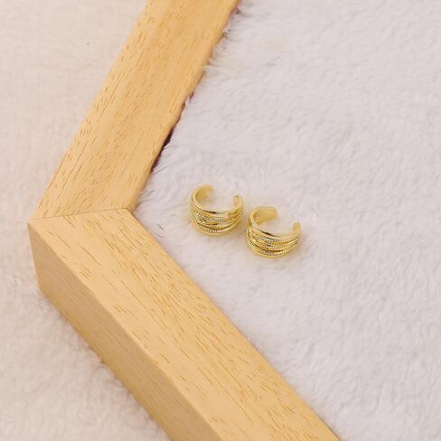 ToHeart Glod مشبك على الأقراط للنساء حلق الغضروف للفتيات أقراط الكفة 14K مطلية بالذهب خفيفة الوزن لا تسبب الحساسية مجوهرات أطواق مكتنزة للهدايا in Kuwait