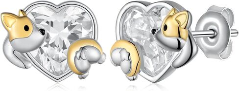 Dachshund/Corgi Earrings 925 Sterling Silver Dog Earrings Puppy Dog Jewelry Gifts for Women Dog Lovers in Kuwait