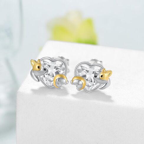 Dachshund/Corgi Earrings 925 Sterling Silver Dog Earrings Puppy Dog Jewelry Gifts for Women Dog Lovers in Kuwait