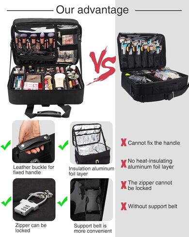 حقيبة تصفيف الشعر، حقيبة مكياج كبيرة لمصفف الشعر، حقيبة مكياج احترافية، صندوق منظم لتخزين أدوات الشعر، حقيبة حمل لحقيبة سفر الحلاق، طبقة ألومنيوم عازلة للحرارة لمعدات الشعر in Kuwait