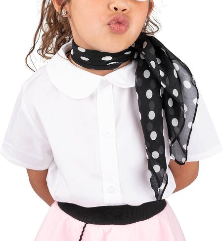 Hip Hop 50's Shop 1950s Girls 4 Piece Poodle Skirt Costume Outfit for Kids with Accessories (glasses, socks, scarf) in Kuwait