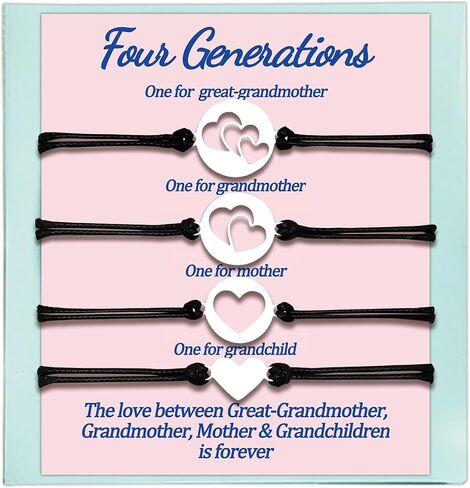 Great Grandma Gifts Nana Mom Granddaughter Daughter Gift Matching Bracelets 3 Gnerations 4 Generations Mothers Day Gifts Grandmother Mother Mommy and Me Love Heart Adjustable Simple Jewelry in Kuwait