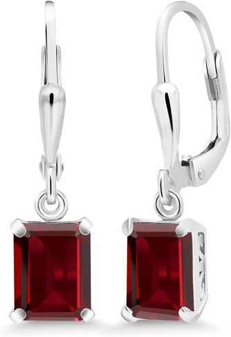 Gem Stone King 925 Sterling Silver 8X6MM Emerald Cut Gemstone Birthstone Leverback Drop Dangle Earrings For Women in Saudi Arabia