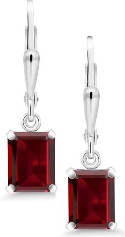 Gem Stone King 925 Sterling Silver 8X6MM Emerald Cut Gemstone Birthstone Leverback Drop Dangle Earrings For Women in Saudi Arabia