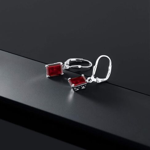 Gem Stone King 925 Sterling Silver 8X6MM Emerald Cut Gemstone Birthstone Leverback Drop Dangle Earrings For Women in Saudi Arabia