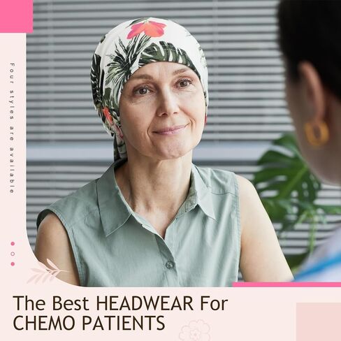 4 Pieces Chemo Headwear for Women Cancer Hats Pre Tied Chemo Caps Soft Cotton Elastic Head Scarf for Cancer Patients in Saudi Arabia