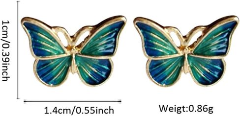 Hypoallergenic Enamel Blue Monarch Butterfly Stud Earrings Tiny Cute Crystal Insect Stud Earrings for Women in Kuwait