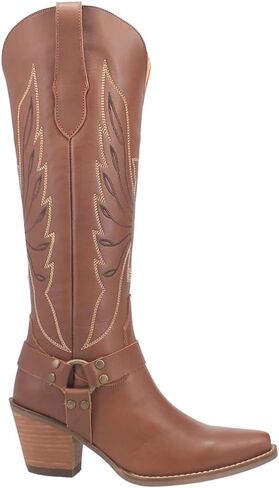 Dingo Womens Heavens To Betsy Embroidered Snip Toe Casual Boots Knee High Mid Heel 2-3" - Black in Saudi Arabia