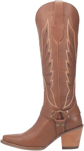 Dingo Womens Heavens To Betsy Embroidered Snip Toe Casual Boots Knee High Mid Heel 2-3" - Black in Saudi Arabia