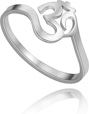 Lotus Flower Om Ohm Aum Symbol Ring Yoga Adjustable Open Rings Promise Rings Flower of Life Filigree Band Finger Ring Jewelry Gifts for Women Men in Kuwait