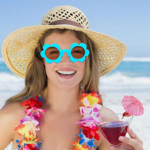 SUNOVELTIES 8 Pack Adults Round Flower Sunglasses 5.7" Womens Flower Glasses Cute Outdoor Summer Beach Pool Party Eyewear in Kuwait